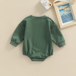 Lamuusaa Newborn Baby Girl Boy Clothes Crewneck Sweatshirt Romper Babe/Rainbow Pullover Sweater Shirts Oversized Fall Clothes (Babe-Green, 6-12 Months)