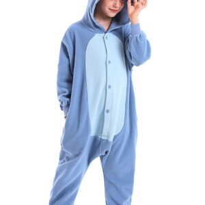 CANASOUR Kids Christmas Halloween Costumes Anime Cosplay Animal One Piece Onesie Pajamas 10-12 Years Girls Boys (10-12 Years, Blue)