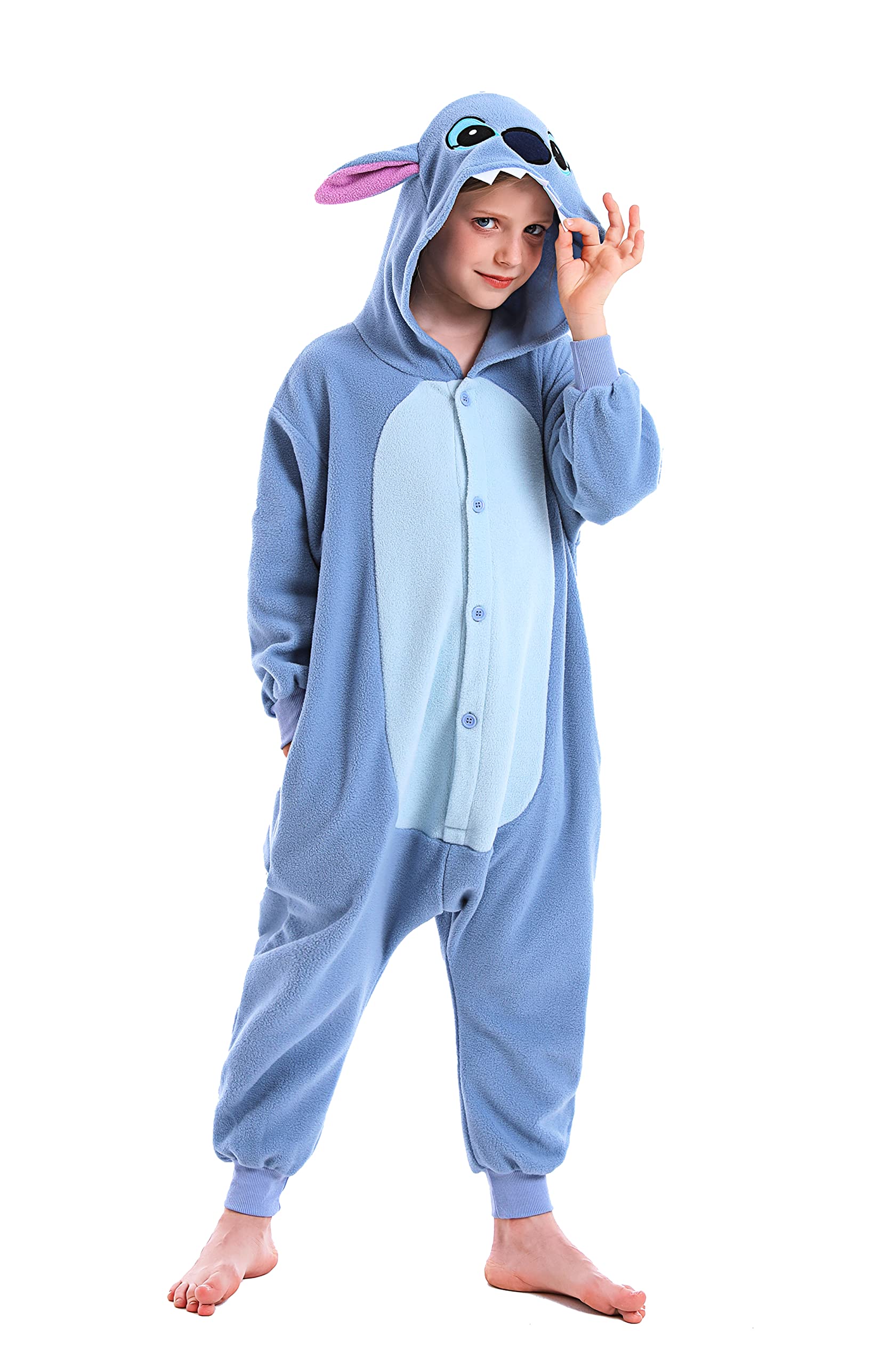 CANASOUR Kids Christmas Halloween Costumes Anime Cosplay Animal One Piece Onesie Pajamas 10-12 Years Girls Boys (10-12 Years, Blue)