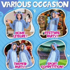 CANASOUR Kids Christmas Halloween Costumes Anime Cosplay Animal One Piece Onesie Pajamas 10-12 Years Girls Boys (10-12 Years, Blue)