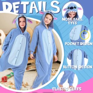 CANASOUR Kids Christmas Halloween Costumes Anime Cosplay Animal One Piece Onesie Pajamas 10-12 Years Girls Boys (10-12 Years, Blue)