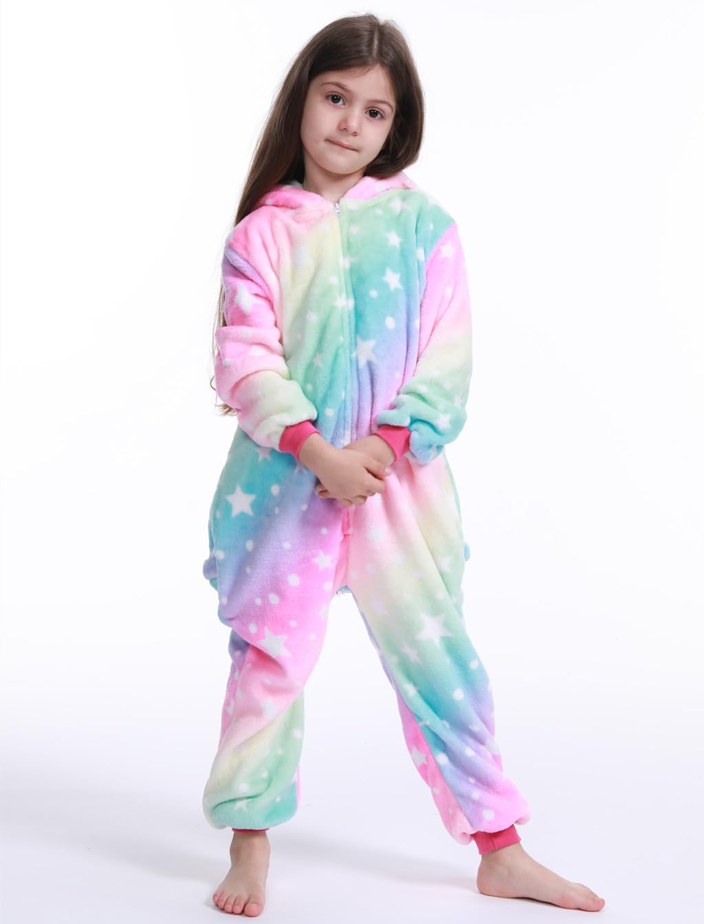 Zorxu Girls Unicorn Onesie Pajamas Animal Costume Halloween Cosplay Unisex Xmas Gifts for Kids