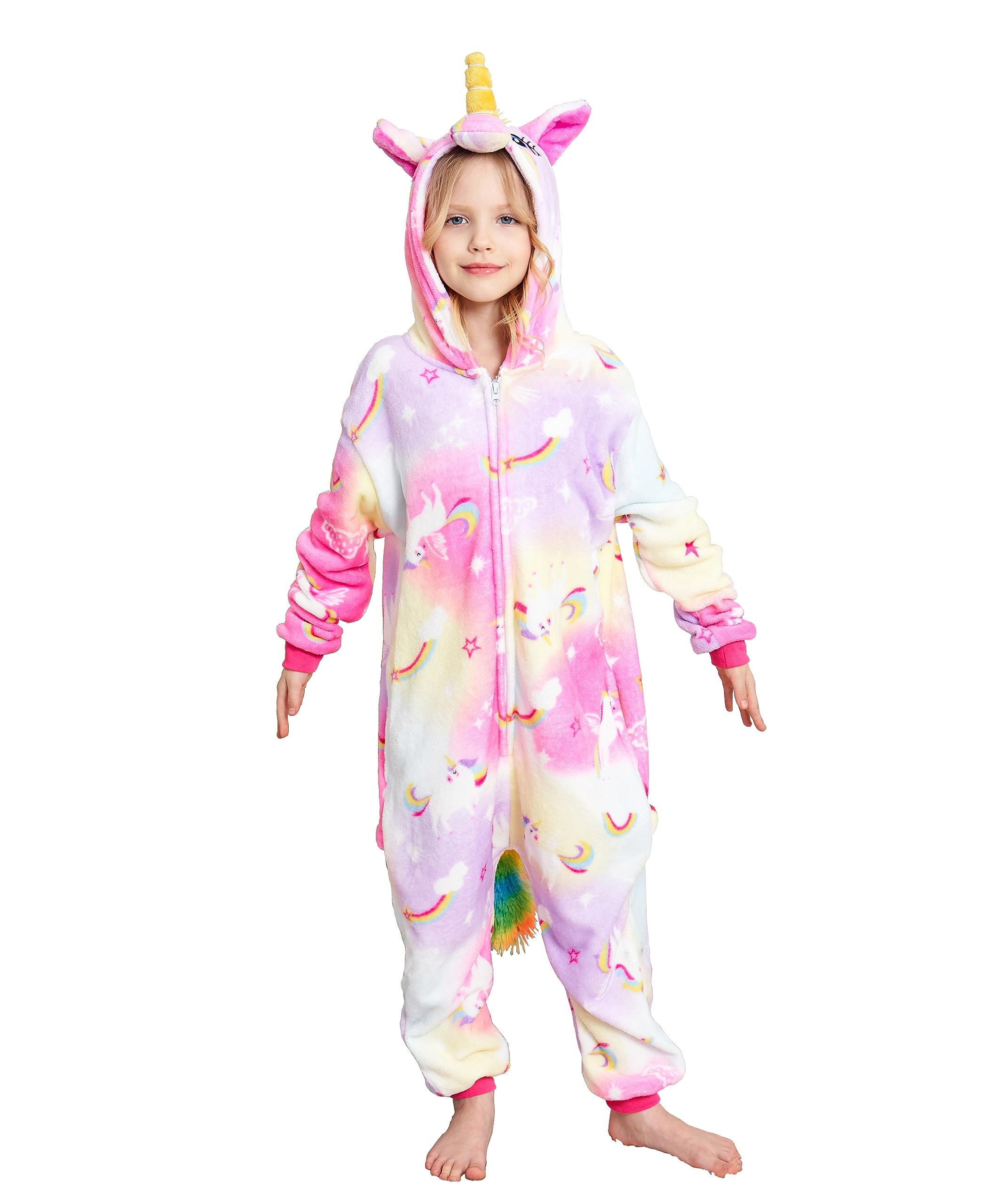 Cos Time kids Unicorn Onesie Animal One Piece Pajamas Halloween Costumes (Auspicious Cloud Flying Horse, 4T)