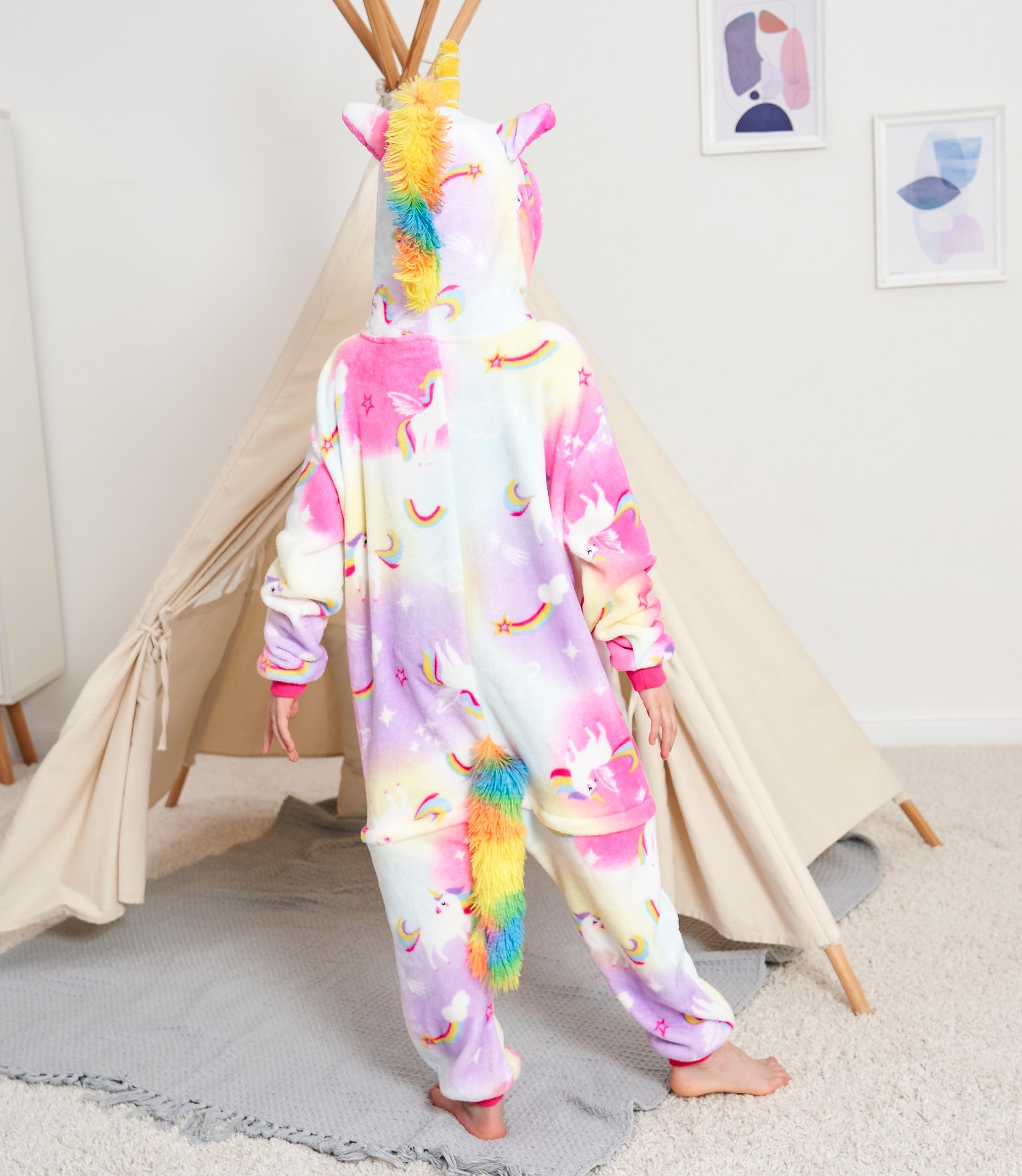 Cos Time kids Unicorn Onesie Animal One Piece Pajamas Halloween Costumes (Auspicious Cloud Flying Horse, 4T)