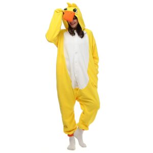 Wishliker Unisex-Adult Costume Animal Cartoon Onesie Pajamas Loungewear Yellow Duck