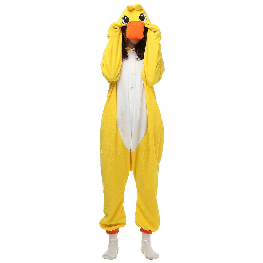 Wishliker Unisex-Adult Costume Animal Cartoon Onesie Pajamas Loungewear Yellow Duck