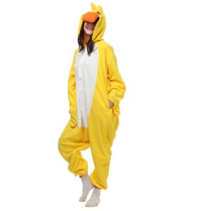 Wishliker Unisex-Adult Costume Animal Cartoon Onesie Pajamas Loungewear Yellow Duck