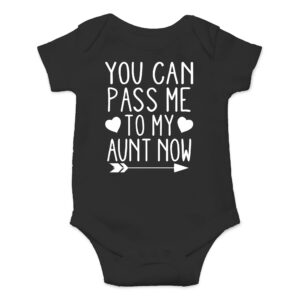 aw fashions you can pass me to my aunt now baby bodysuit adorable newborn apparel boy or girl clothing (12 months, black)