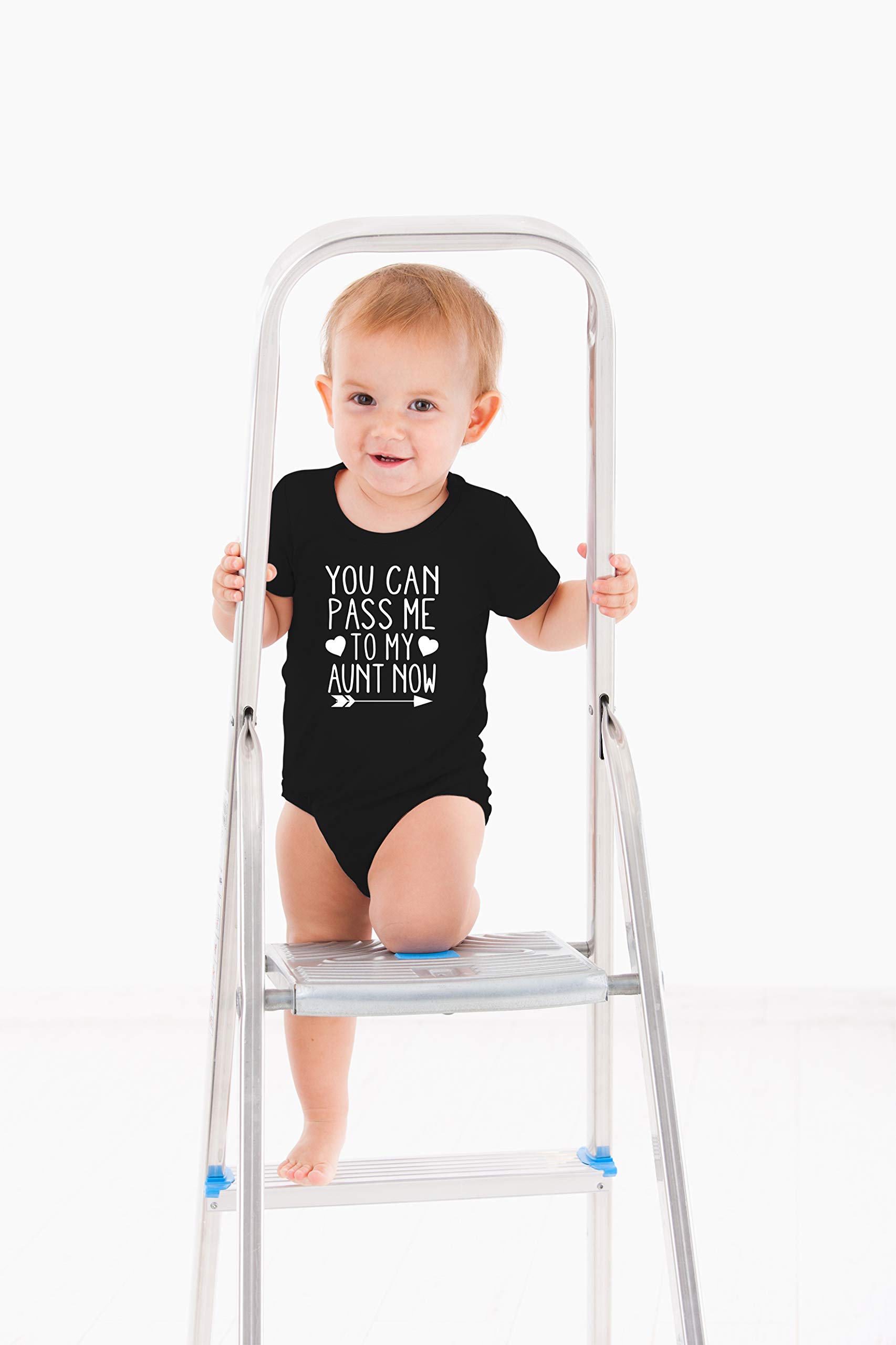 AW Fashions You Can Pass Me To My Aunt Now Baby Bodysuit Adorable Newborn Apparel Boy or Girl Clothing (12 Months, Black)