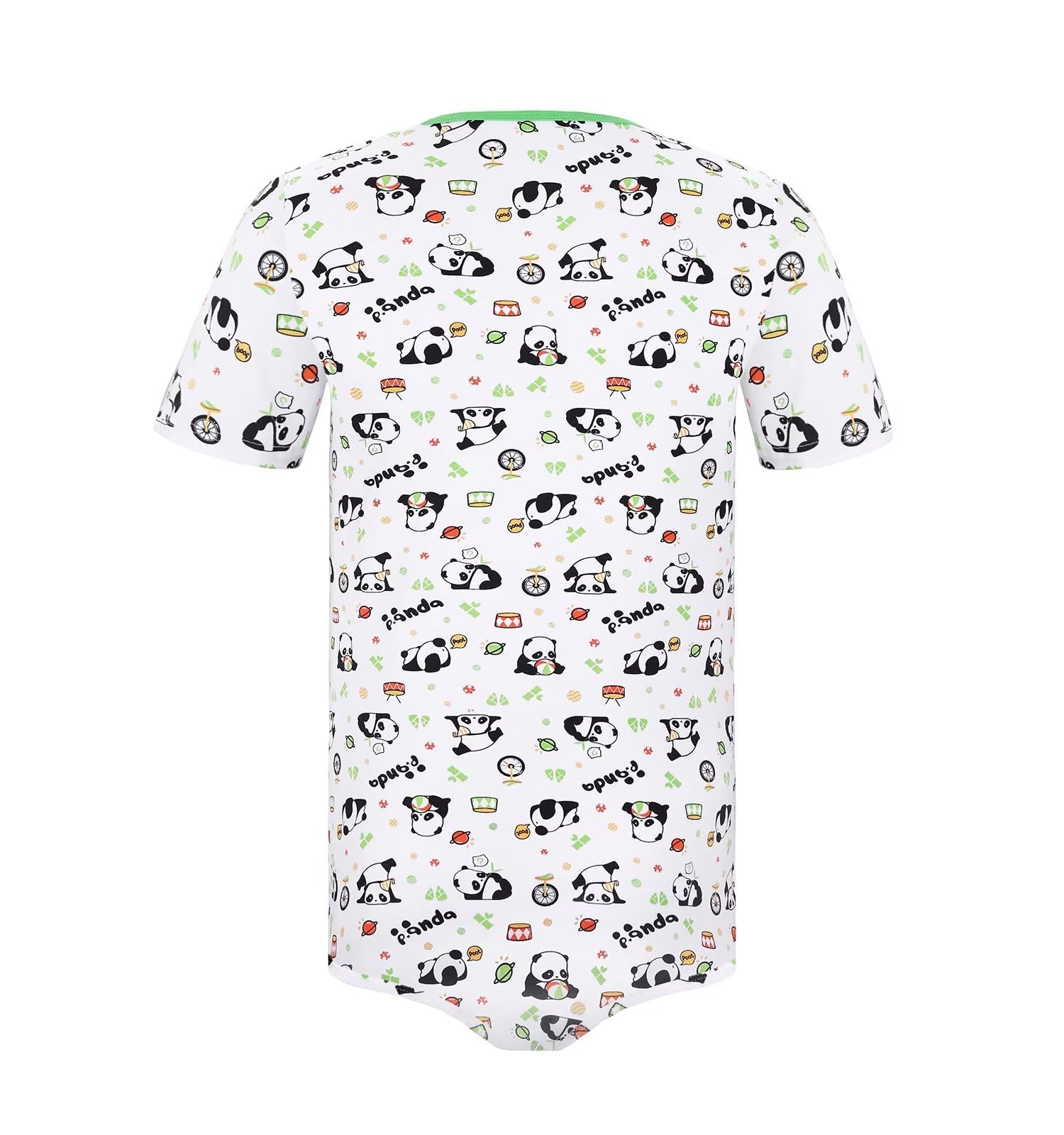 Landofgenie Men Short Sleeve Bodysuit Pajama Panda Print Bodysuit One Piece Pajamas Rompers Basic Onesie 3XL