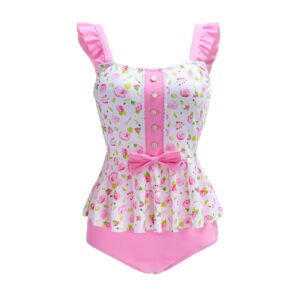 Littleforbig Modest Kawaii One Piece Swimwear Bathing Suit Swimsuit Vintage Rose S