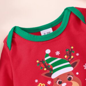 NUBEEHOHO Christmas Reindeer Outfit for Newborn Baby Long Sleeve Bodysuit Novelty Clothing Set 12-18 Month