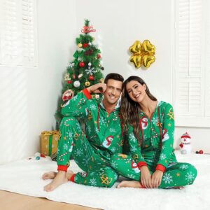 frawirshau Matching Christmas Onesies for Family Christmas pjs Onesie Christmas Onesies Womens Pajama Sets Green 3XL