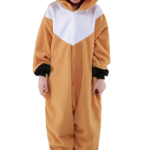 CANASOUR Unisex Halloween Kids Brown Fox Onesie For 10-12 Years Girls Costume Party Cosplay Pyjamas (Height 56-59”, 10 Years, Fox)