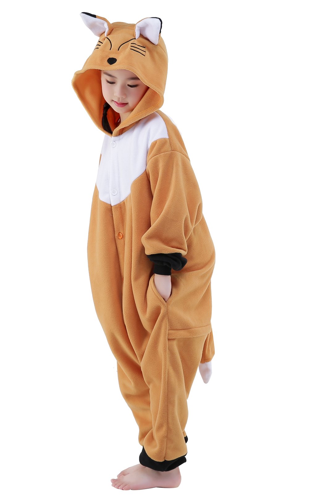 CANASOUR Unisex Halloween Kids Brown Fox Onesie For 10-12 Years Girls Costume Party Cosplay Pyjamas (Height 56-59”, 10 Years, Fox)