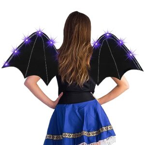 lulu home bat wings for adults, black wings for halloween costume vampire witch dress up role play props party decor (lighted wings for adult)