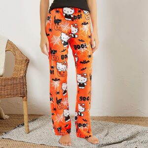 Anime Pajamas Pants Women's Girls Cartoon Cat All Character Print Flannel Lounge Sleep Bottoms Pajama Pants Christmas