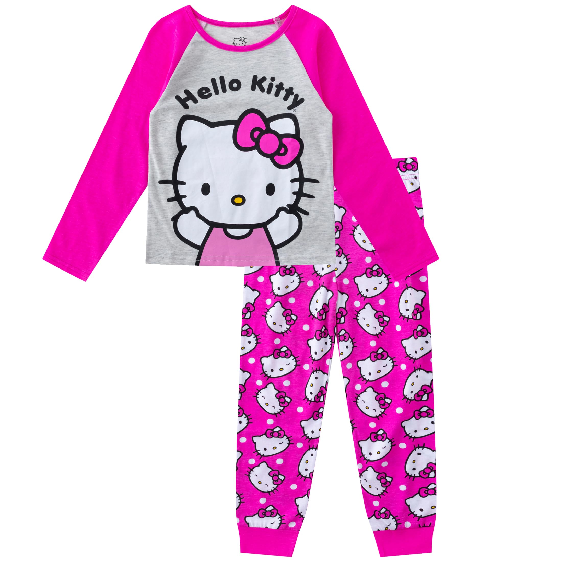 Hello Kitty Girls Long Sleeve T-Shirt and Jogger Sweatpant Set for Infant, Toddler, Little and Big Girls - Pink