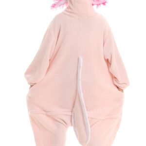 DELEY Unisex Pink Axolotl Onesie Kid Pajamas, Flannel Animal One Piece Costume Sleepwear Halloween Cosplay Homewear