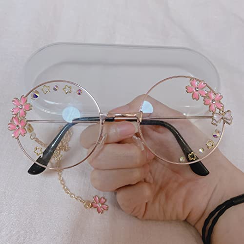 Kawaii Glasses With Chain Kawaii Accessories Glass Case Included Cute Glasses Cosplay Accessories Kawaii Sakura Accessories