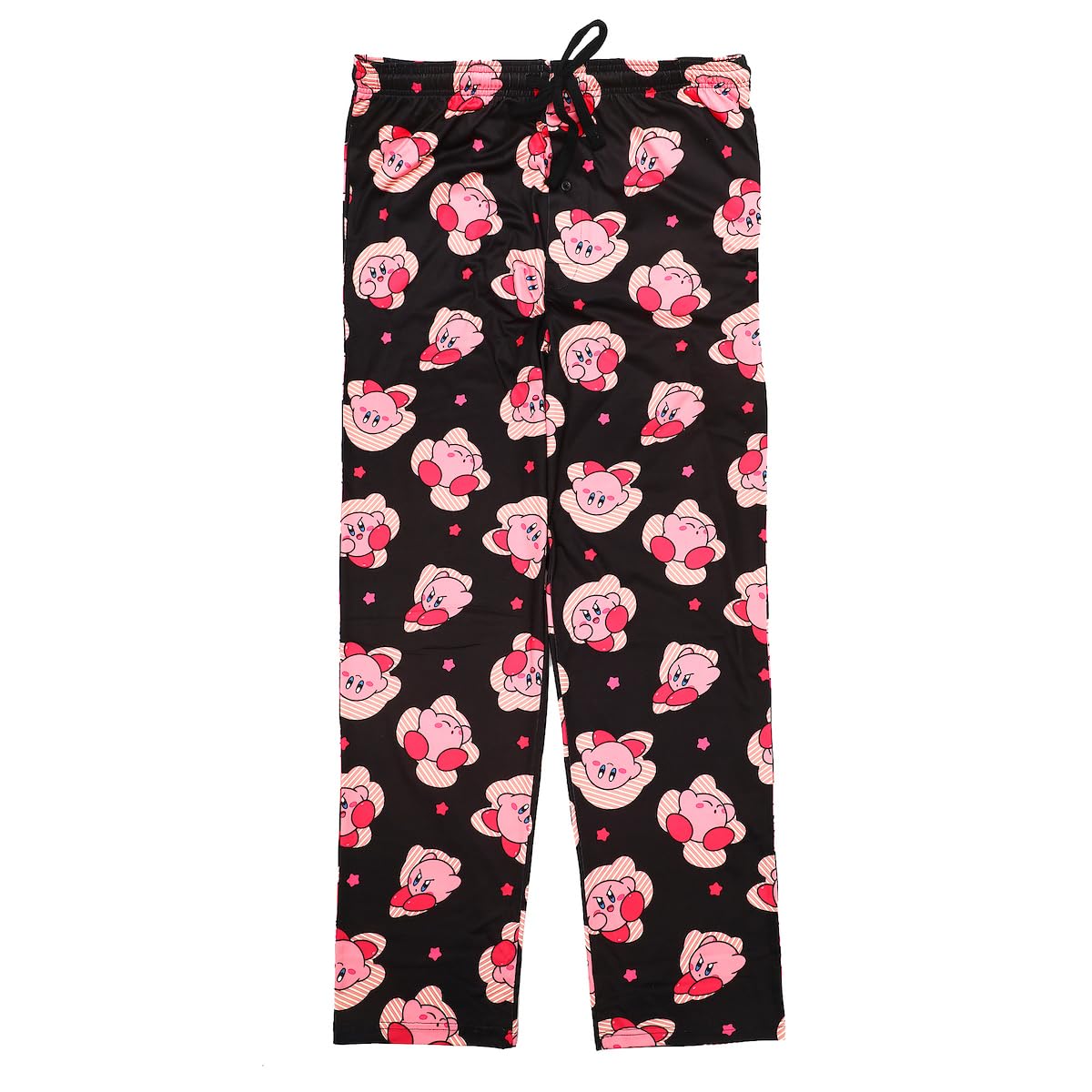 Kirby Character Print Men's Black Sleep Pajama Pants-Large