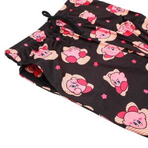 Kirby Character Print Men's Black Sleep Pajama Pants-Large