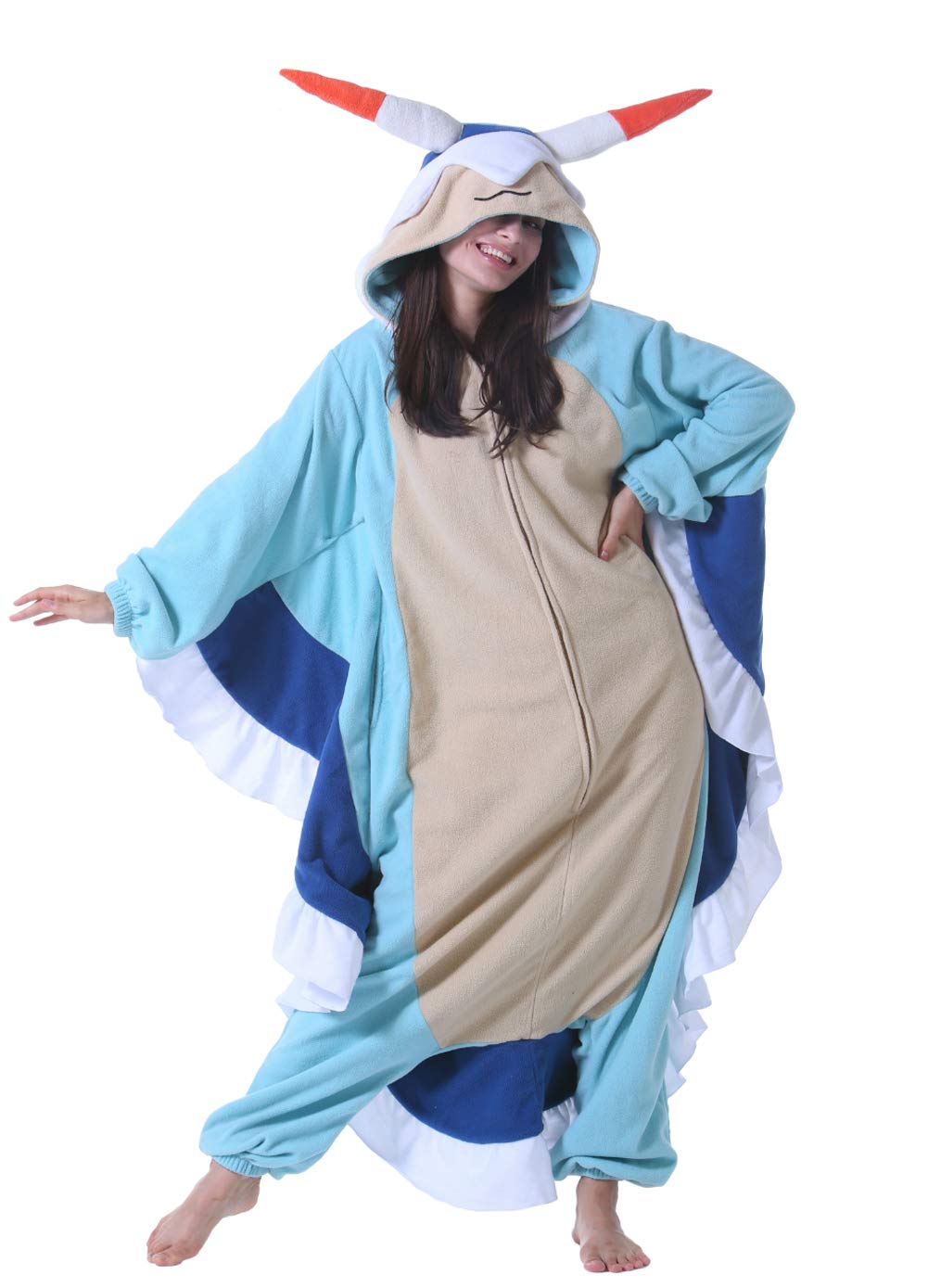 DELEY Unisex Blue Sea Hare Costume Adult Onesie, One Piece Pajamas, Halloween Cosplay Costumes Homewear Jumpsuit