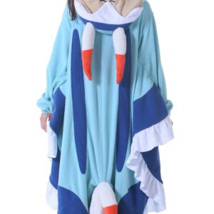 DELEY Unisex Blue Sea Hare Costume Adult Onesie, One Piece Pajamas, Halloween Cosplay Costumes Homewear Jumpsuit