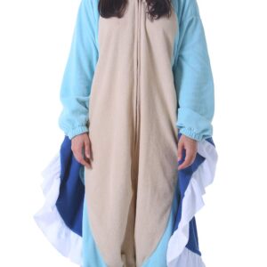 DELEY Unisex Blue Sea Hare Costume Adult Onesie, One Piece Pajamas, Halloween Cosplay Costumes Homewear Jumpsuit