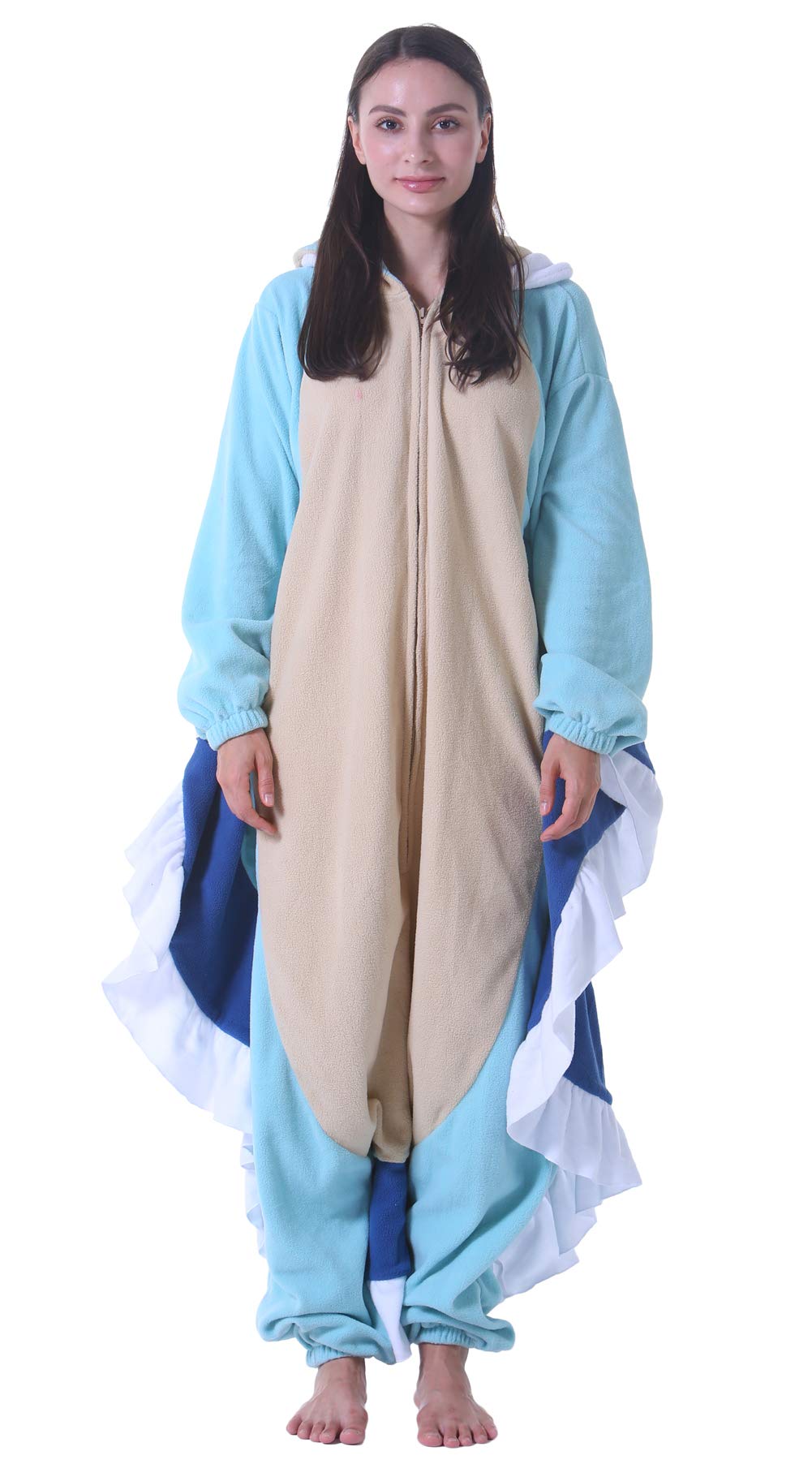 DELEY Unisex Blue Sea Hare Costume Adult Onesie, One Piece Pajamas, Halloween Cosplay Costumes Homewear Jumpsuit