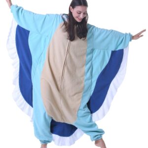 DELEY Unisex Blue Sea Hare Costume Adult Onesie, One Piece Pajamas, Halloween Cosplay Costumes Homewear Jumpsuit