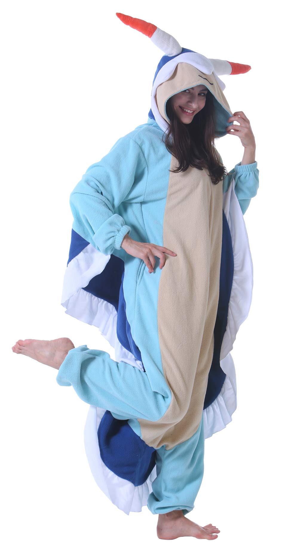 DELEY Unisex Blue Sea Hare Costume Adult Onesie, One Piece Pajamas, Halloween Cosplay Costumes Homewear Jumpsuit