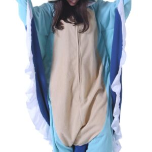 DELEY Unisex Blue Sea Hare Costume Adult Onesie, One Piece Pajamas, Halloween Cosplay Costumes Homewear Jumpsuit