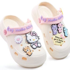 Everyday Delights Sanrio Hello Kitty Bears Clogs Slip on Water Shoes Casual Summer for Girls Kids Children - White XL Size