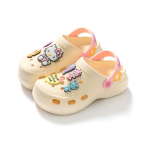 Everyday Delights Sanrio Hello Kitty Bears Clogs Slip on Water Shoes Casual Summer for Girls Kids Children - White XL Size