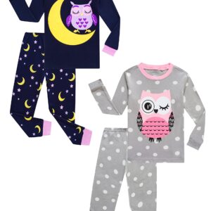 Family Feeling Baby girls Pajamas Long sleeve 100% Cotton Moon Owl Toddler Kid Pjs 12-18 Monthes