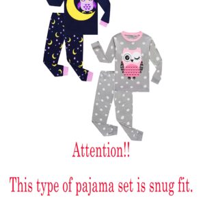 Family Feeling Baby girls Pajamas Long sleeve 100% Cotton Moon Owl Toddler Kid Pjs 12-18 Monthes