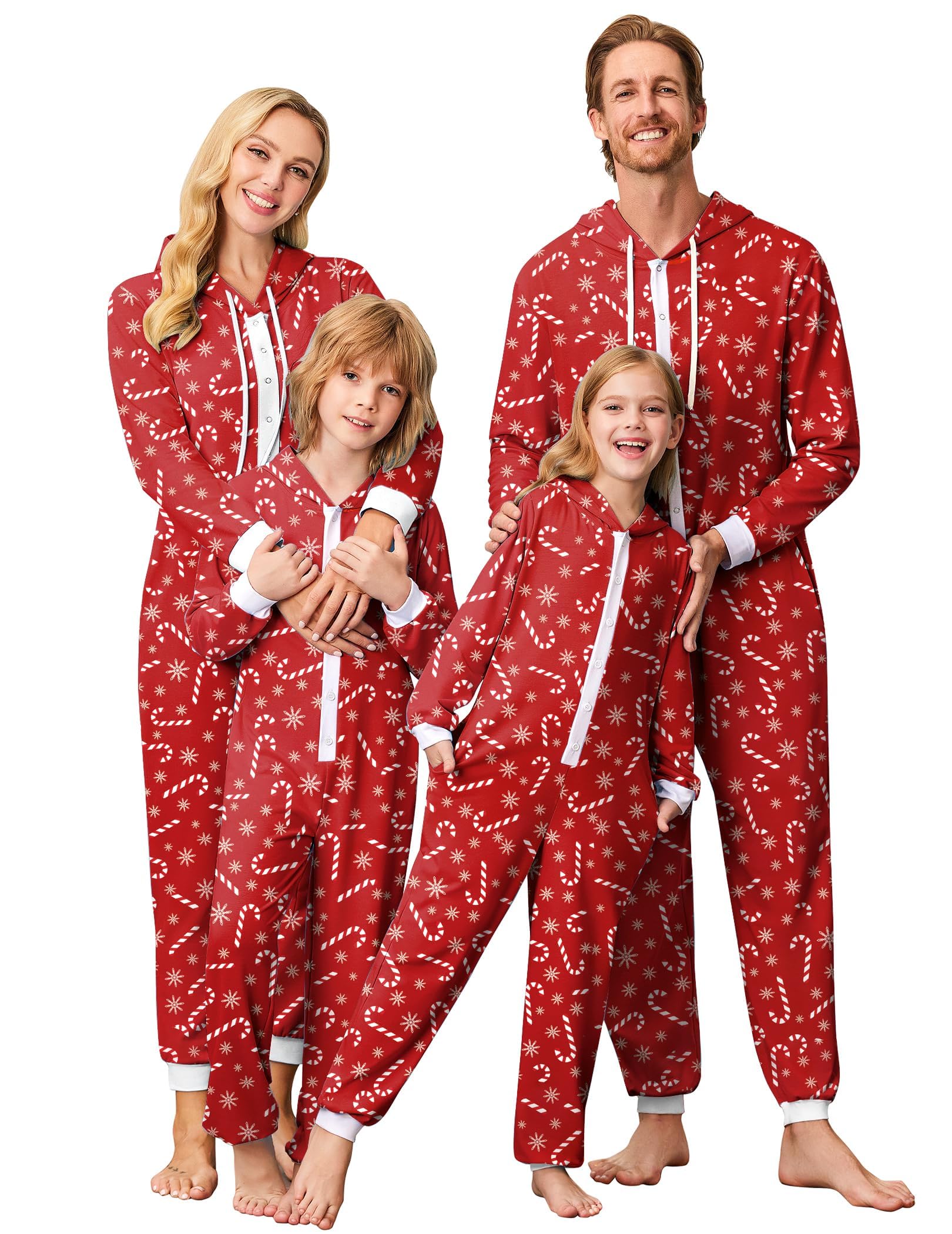 Ekouaer Christmas Matching Family Onesie Pajamas Long Sleeve Thermal One Piece Pajamas with Button