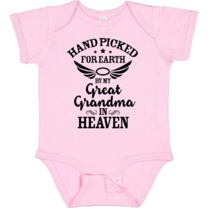 inktastic Handpicked for Earth By My Great Grandma in Heaven Baby Bodysuit 6 Months 0080 Pink 37291