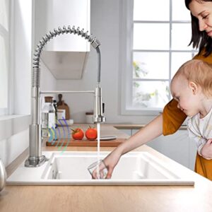 OWOFAN Touchless Kitchen Faucet with Pull Down Sprayer LED Light Single Handle Kitchen Sink Faucet Motion Sensor Smart Hands-Free, Stainless Steel Brushed Nickel 1080SN