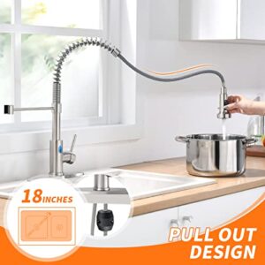 OWOFAN Touchless Kitchen Faucet with Pull Down Sprayer LED Light Single Handle Kitchen Sink Faucet Motion Sensor Smart Hands-Free, Stainless Steel Brushed Nickel 1080SN