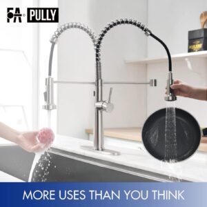 Fapully Touchless Kitchen Faucet with Pull Down Sprayer,Sensor Commercial Pull-Down Single Handle Kitchen Sink Faucet Brushed Nickel