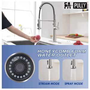 Fapully Touchless Kitchen Faucet with Pull Down Sprayer,Sensor Commercial Pull-Down Single Handle Kitchen Sink Faucet Brushed Nickel