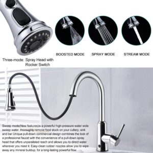 Touchless Kitchen Sink Faucets,Atalawa Kitchen Faucets with Pull Down Sprayer, Motion Sense Wave Faucet High Arc Single-Handle Chrome 1or 3 Hole Deck Mount 3 Modes, Easy to Install, Spot Resist