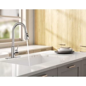 KZH Touchless Kitchen Faucet with Pull Down Sprayer,Motion Single Handle Touch Activated Faucet with Deck Plate,304 Stainless Steel, Brushed Nickel