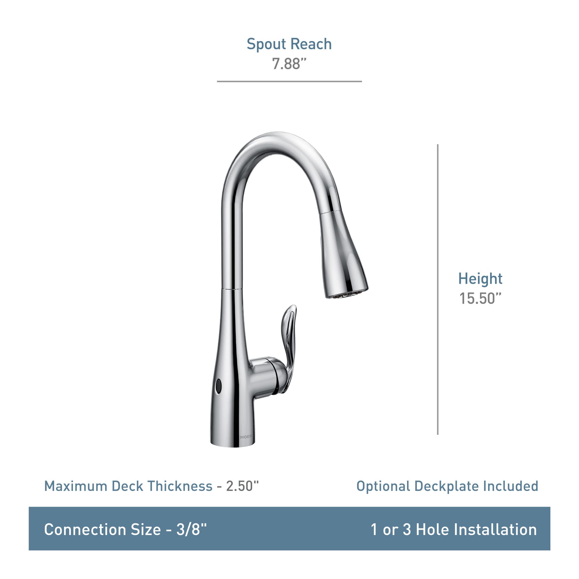 Moen Arbor Chrome Motionsense Wave Touchless One-Handle Pulldown Kitchen Faucet Featuring Power Clean, 7594EWC