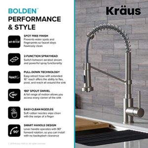 Kraus KPF-1610SFS-KSD-43SFS Bolden 18-Inch Single Handle Commercial Style Pull-Down Kitchen Faucet with Soap Dispenser, Spot Free Stainless Steel