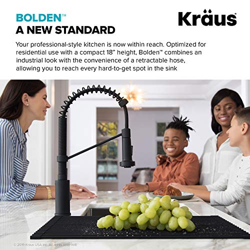 Kraus KPF-1610SFS-KSD-43SFS Bolden 18-Inch Single Handle Commercial Style Pull-Down Kitchen Faucet with Soap Dispenser, Spot Free Stainless Steel