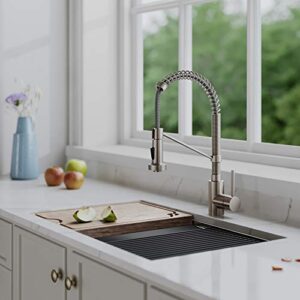 Kraus KPF-1610SFS-KSD-43SFS Bolden 18-Inch Single Handle Commercial Style Pull-Down Kitchen Faucet with Soap Dispenser, Spot Free Stainless Steel