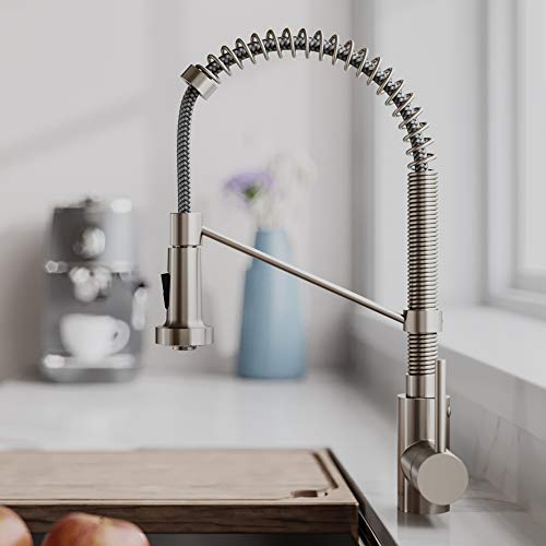 Kraus KPF-1610SFS-KSD-43SFS Bolden 18-Inch Single Handle Commercial Style Pull-Down Kitchen Faucet with Soap Dispenser, Spot Free Stainless Steel